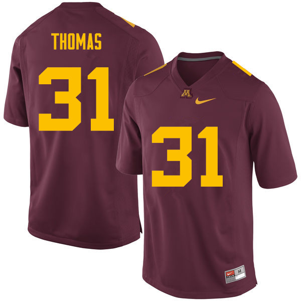 Men #31 Kiondre Thomas Minnesota Golden Gophers College Football Jerseys Sale-Maroon